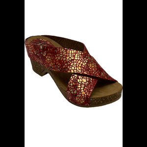 Hee Leather Heeled Sandals Rojo Pieces - Medium